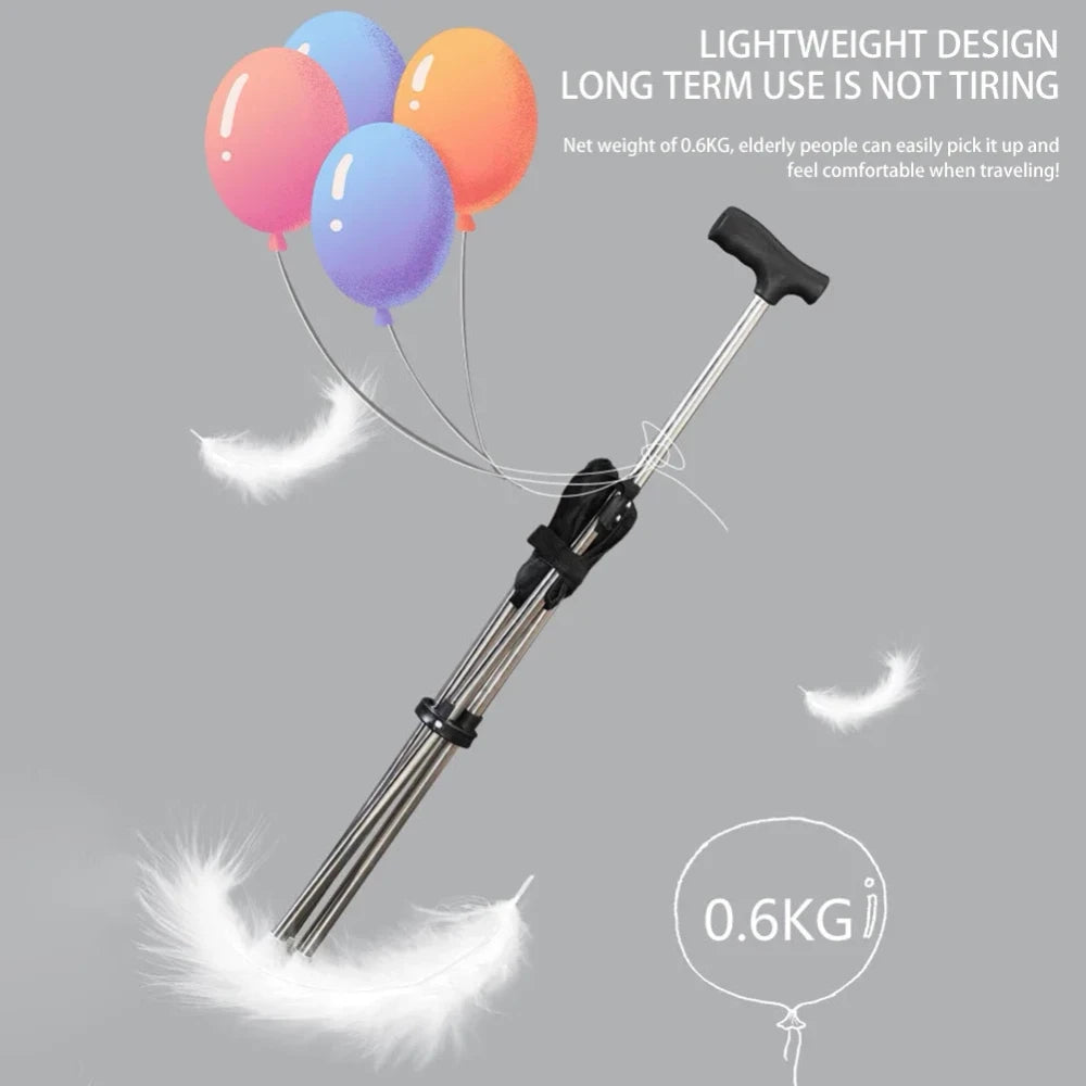 Foldable Walking Stick Stool with Seat