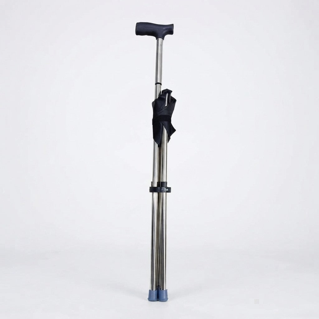 Foldable Walking Stick Stool with Seat